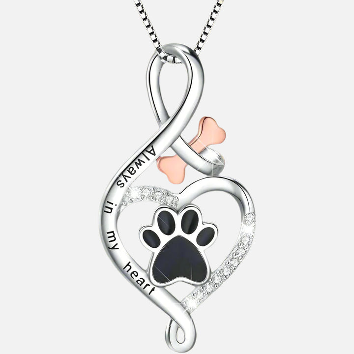 Lucky Paw Necklace with Heart, Bone & Infinity