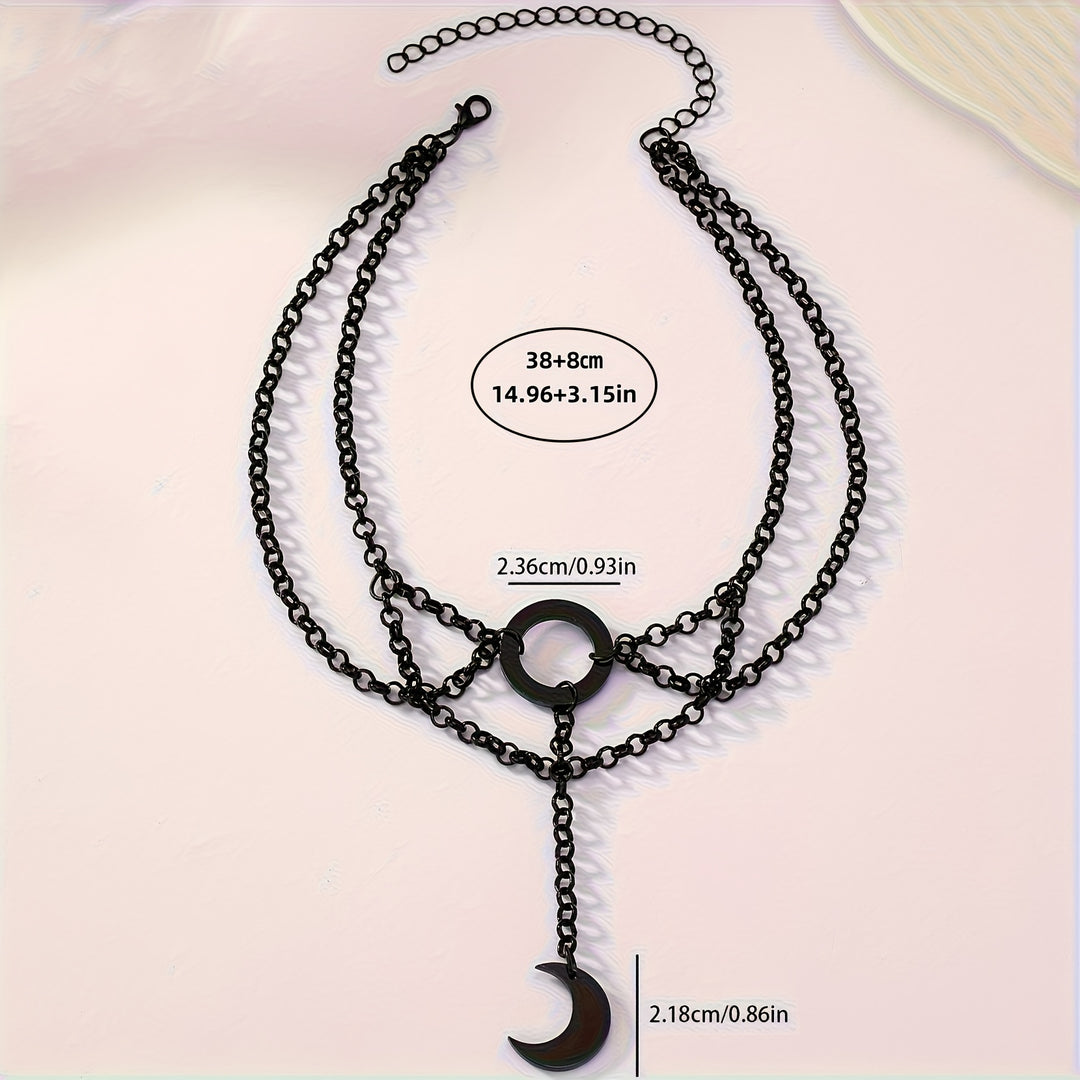 Gothic Crescent Moon Chain Choker