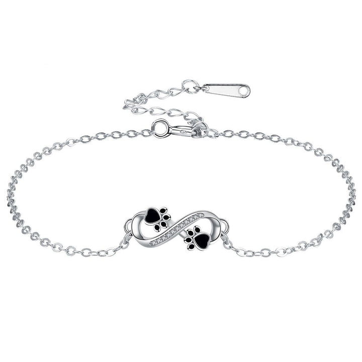 Infinite Symbol Pendant Pet Paw Bracelet with Zirconia