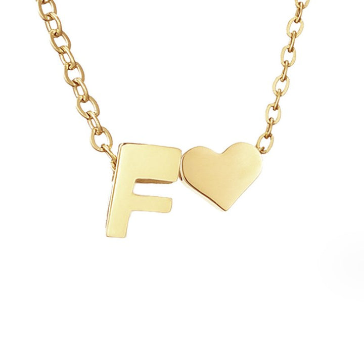 Minimalist Initial Necklace with Heart Charm