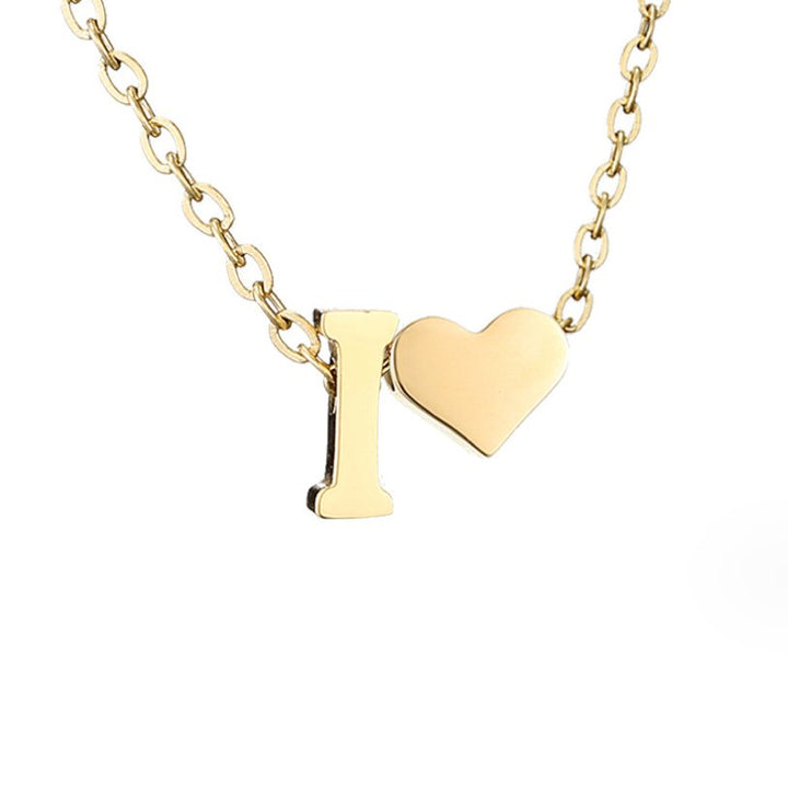 Minimalist Initial Necklace with Heart Charm