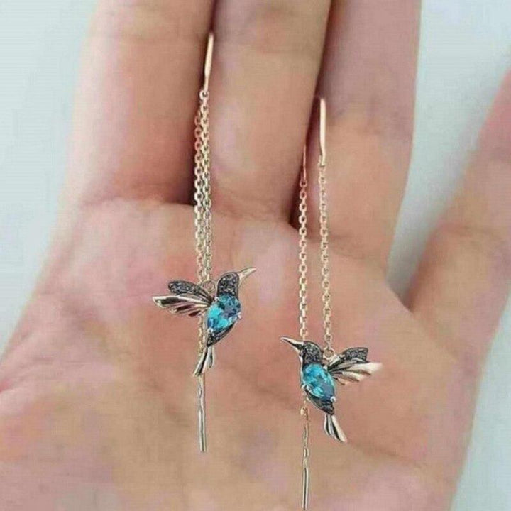 Humming bird Enamel and Zirconia Earrings