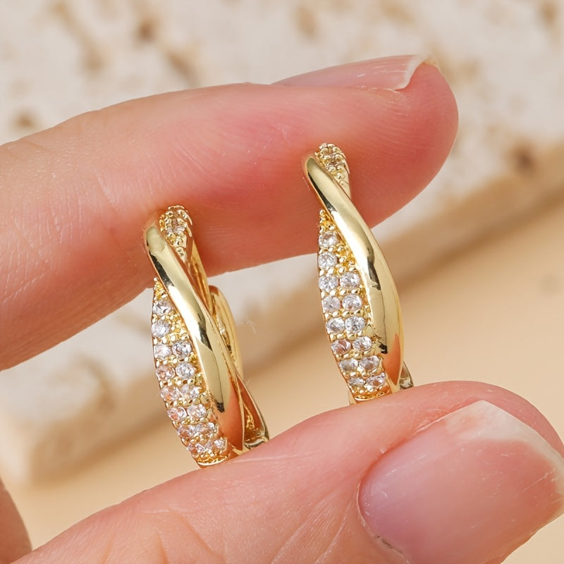 Elegant Korean Gold Interlocking Hoop Earrings