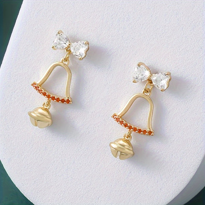 Elegant Christmas Bow and Bell Earrings