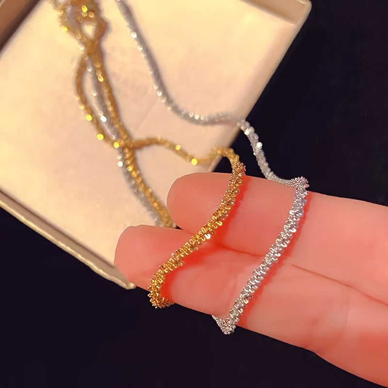 Elegant Glittering Caterpillar Chain Bracelet and Necklace Set