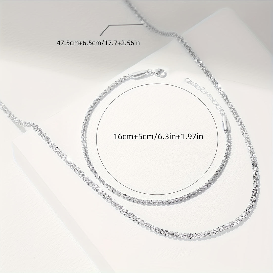 Elegant Glittering Caterpillar Chain Bracelet and Necklace Set