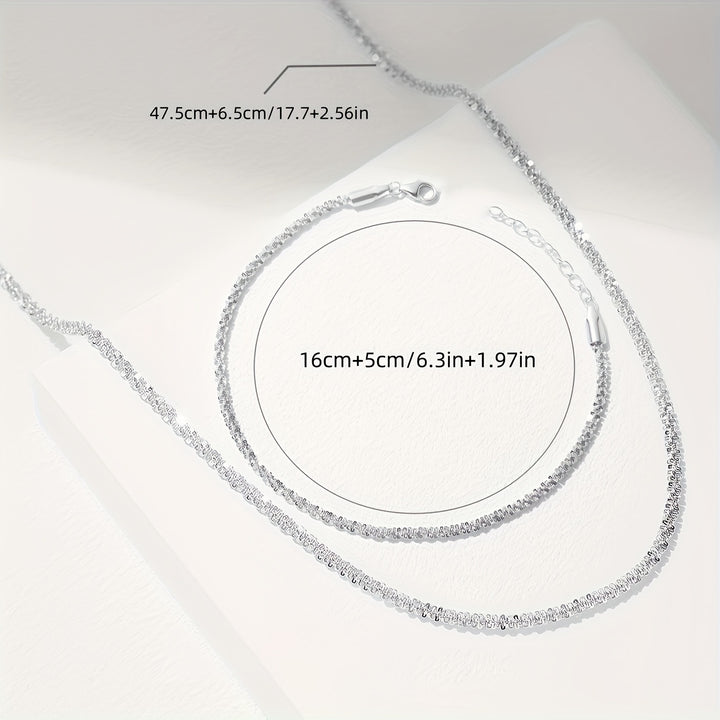 Elegant Glittering Caterpillar Chain Bracelet and Necklace Set