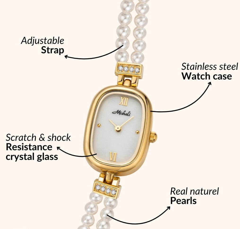 Pearl & Gold Bracelet Watch
