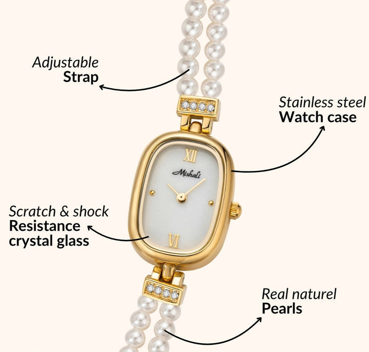Pearl & Gold Bracelet Watch