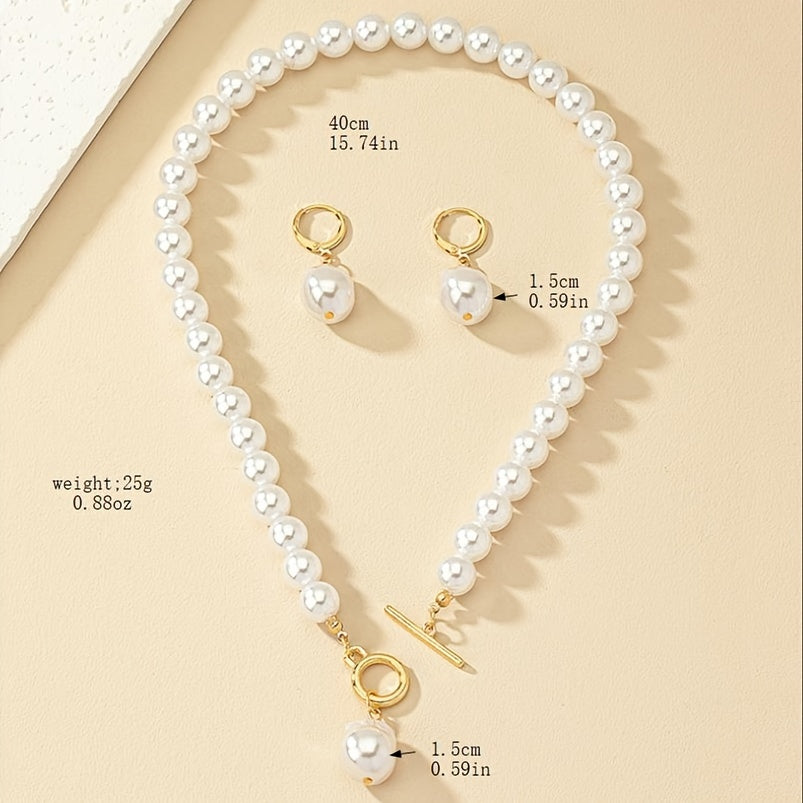 Vintage Baroque Pearl Necklace and Earrings Set