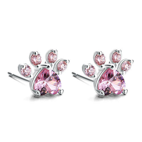 Rose Gold Paw Jewelry Set – 4 Pieces with Zirconia Heart