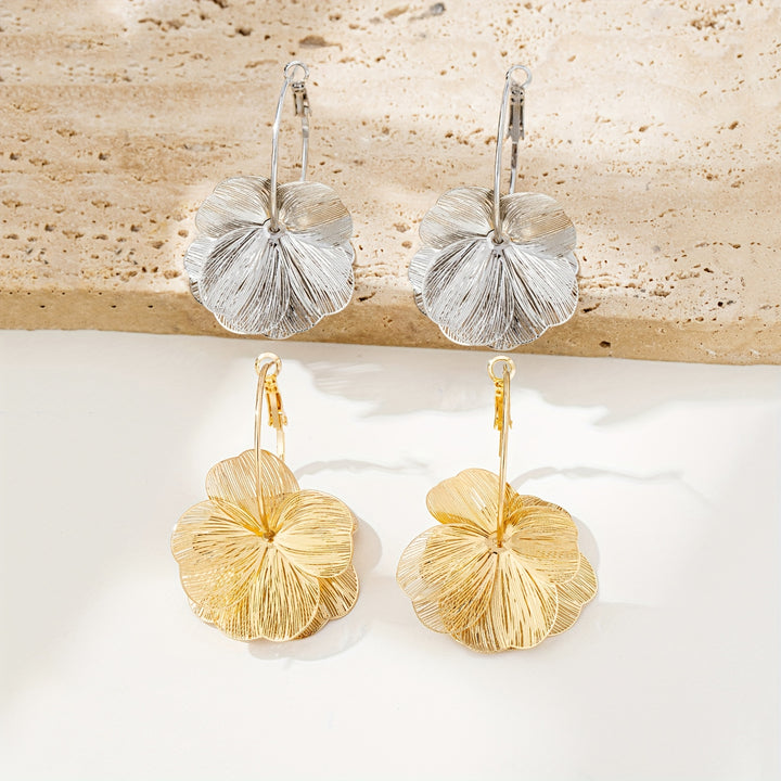 Exaggerated Gold Hollow Earrings