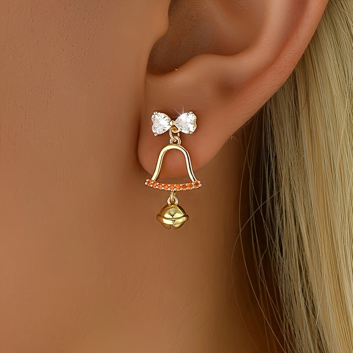 Elegant Christmas Bow and Bell Earrings