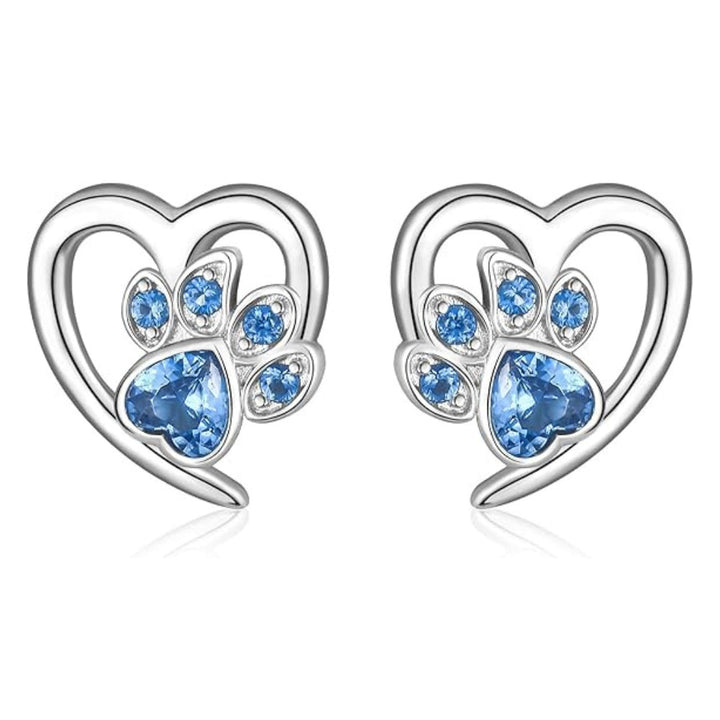 Paw and Heart Earrings with Zirconia