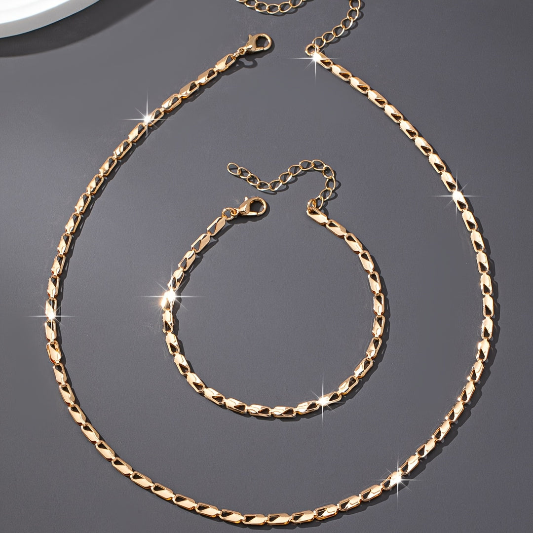 Chic 18k gold Gold Necklace and Bracelet Set