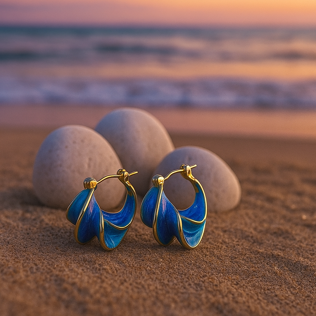 Morning Wave Enamel Earrings