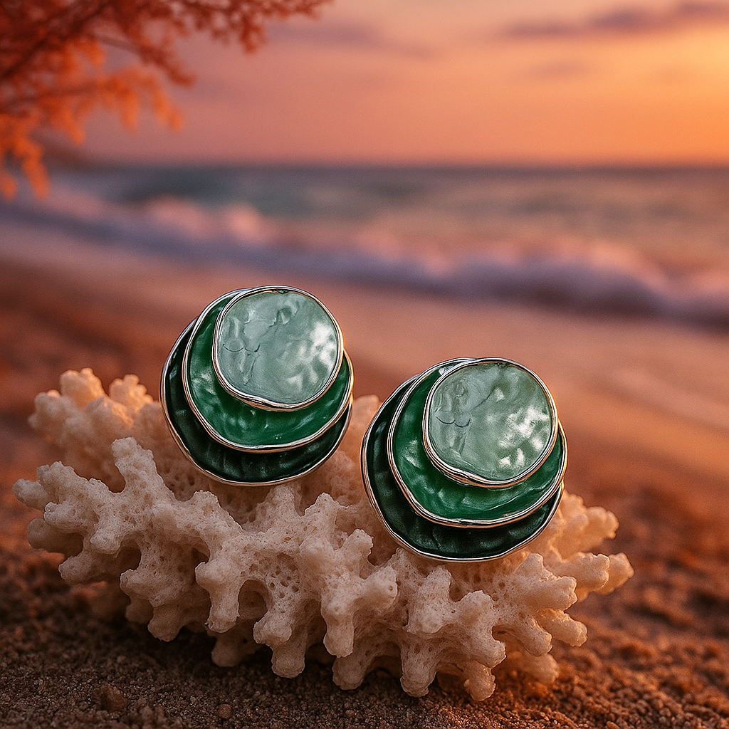 Green Waves Earrings