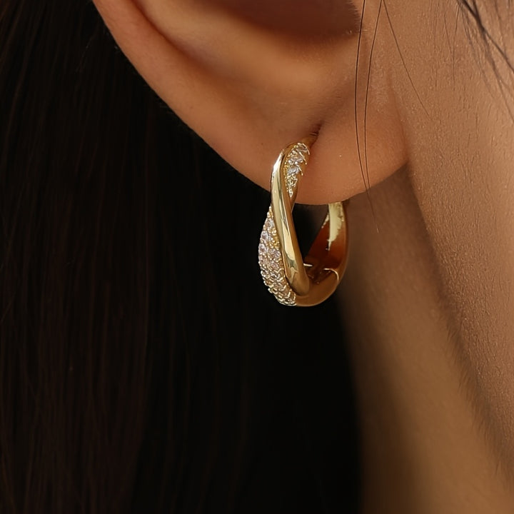 Elegant Korean Gold Interlocking Hoop Earrings
