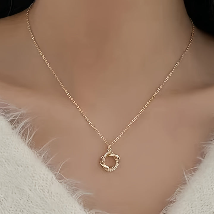 Elegant Gold Pendant Necklace with Faux Diamonds