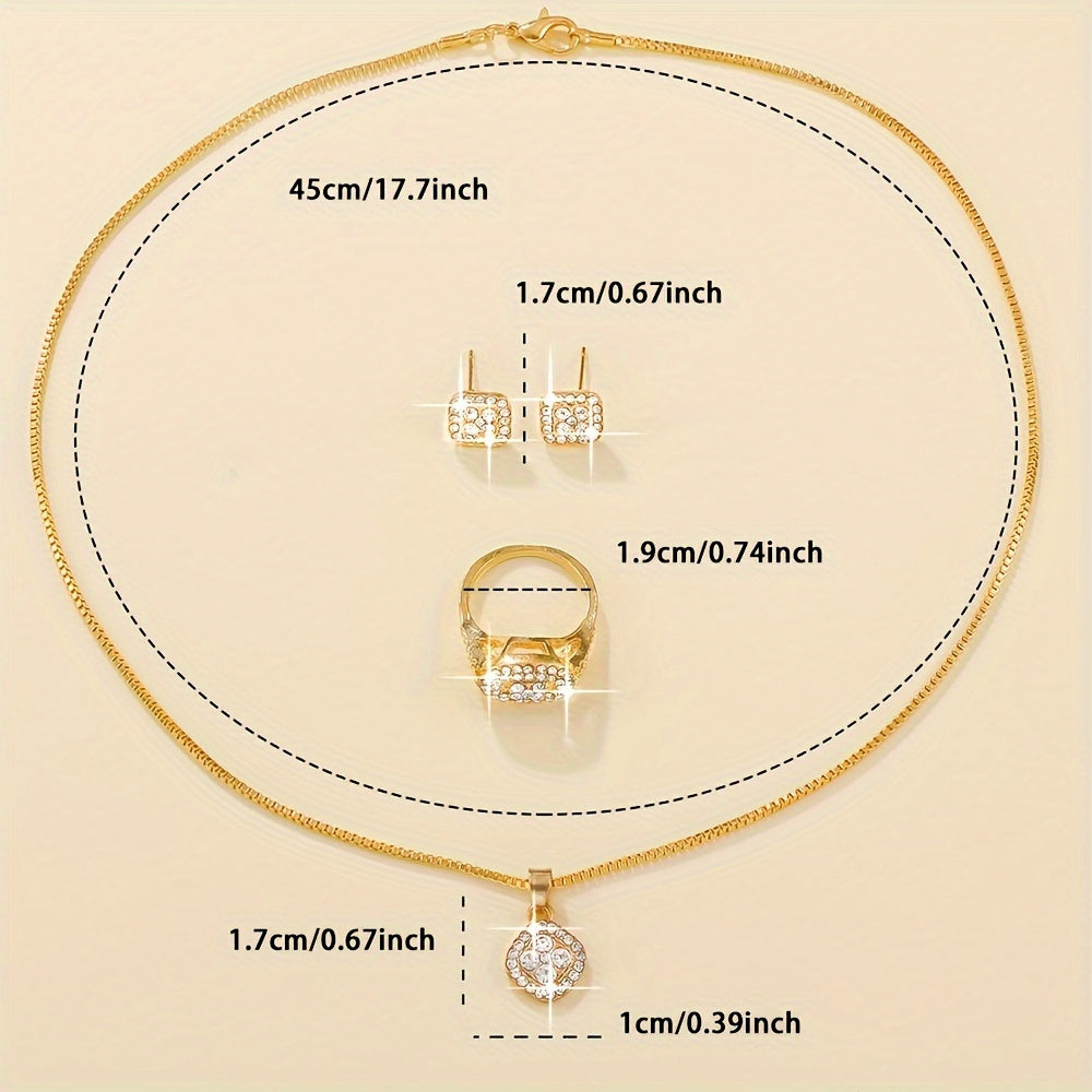 Elegant Four-Piece Glass Inlay Jewellery Set