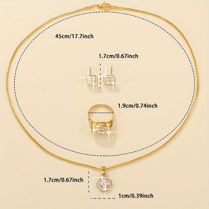 Elegant Four-Piece Glass Inlay Jewellery Set