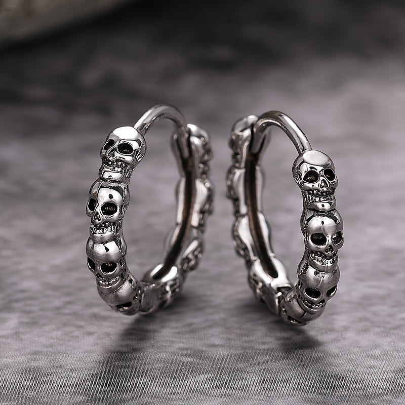 Gothic Skull Hoop Earrings