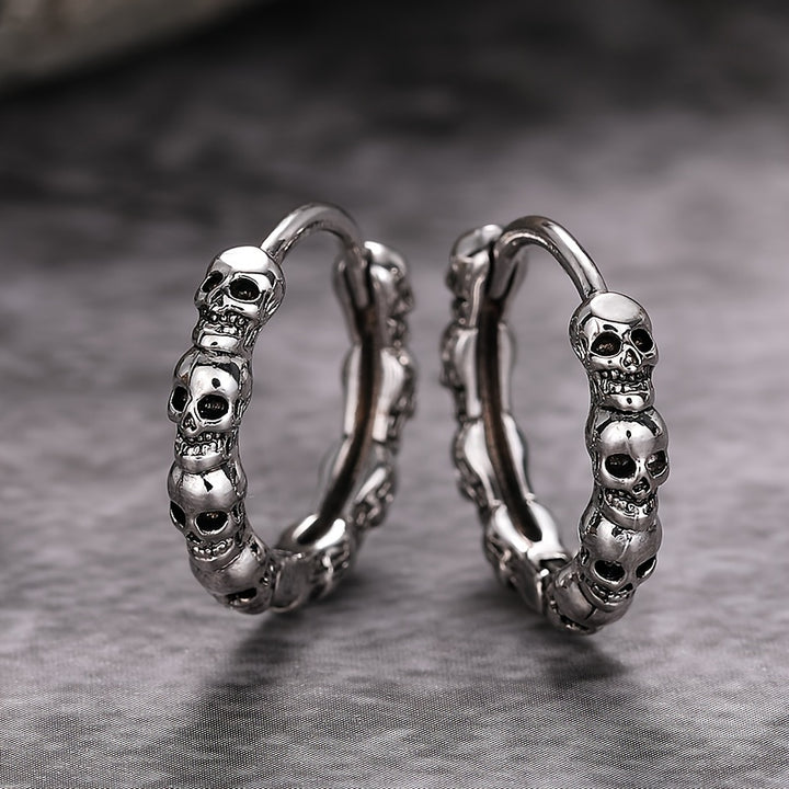 Gothic Skull Hoop Earrings