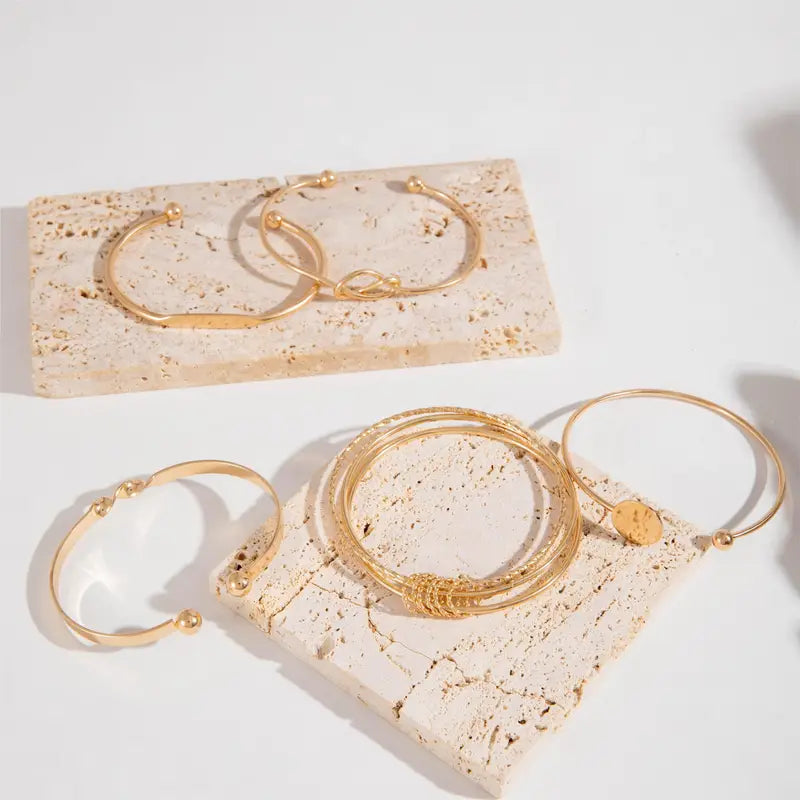Sophisticated Knotted Elegance Gold Bracelet Set