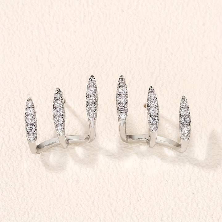 Elegant Rhinestone Three-Claw Earrings