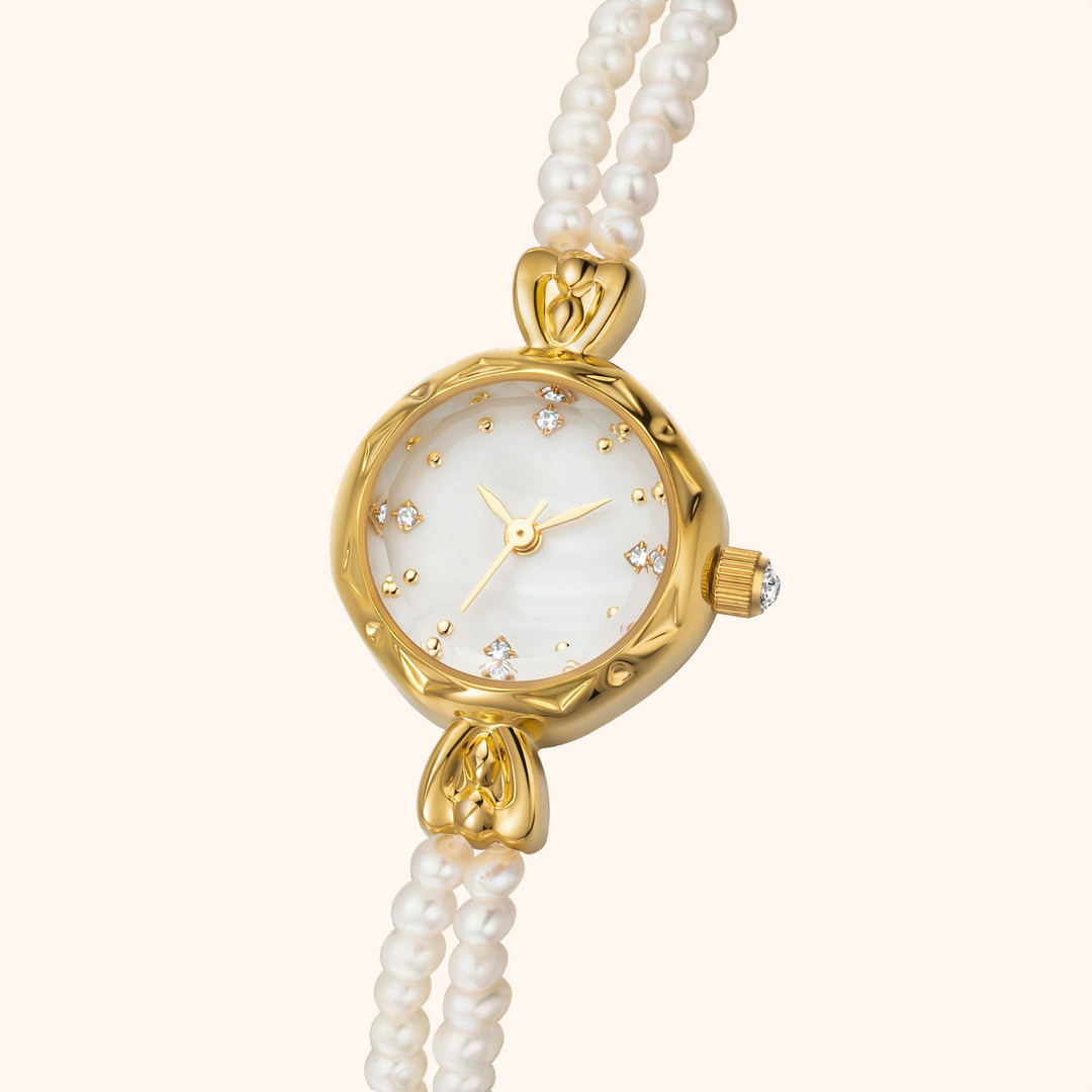 Elegant Pearl Gold Watch