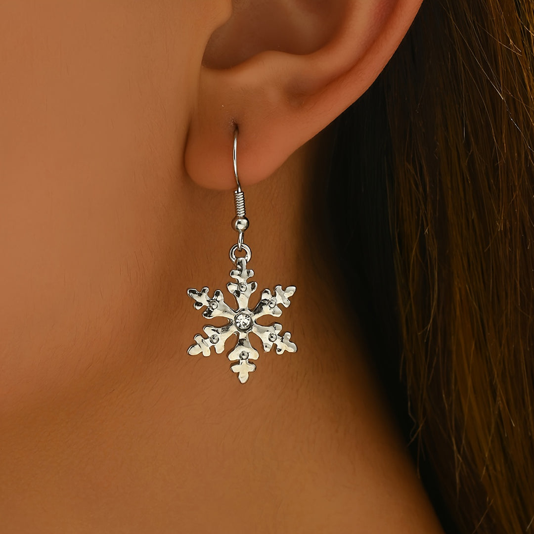 Elegant White Snowflake Dangle Earrings