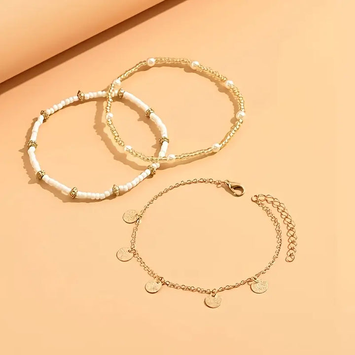Elegant Gold Coastal Charm Anklet Set