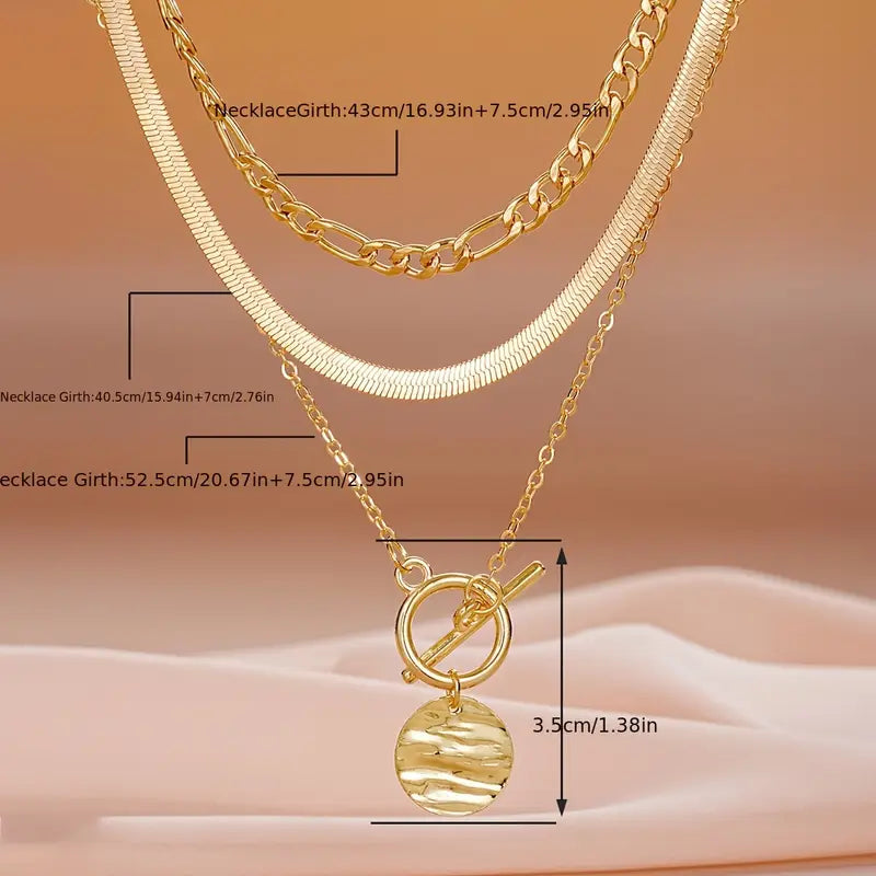 Sophisticated Gold Textured Coin Necklace
