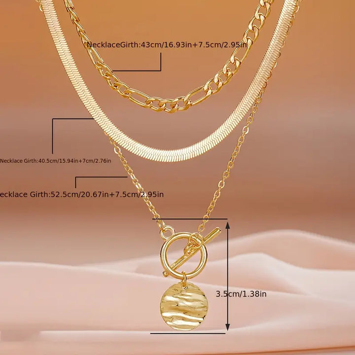 Sophisticated Gold Textured Coin Necklace