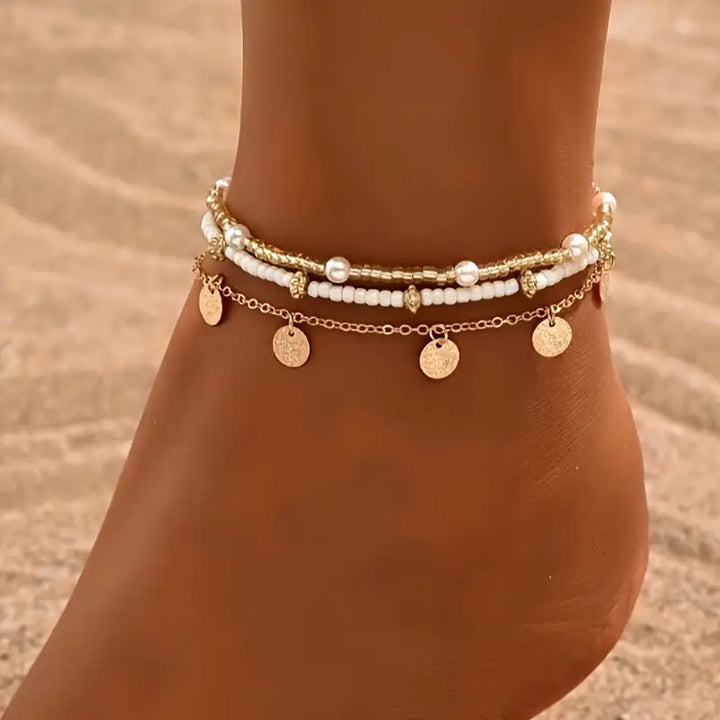 Elegant Gold Coastal Charm Anklet Set