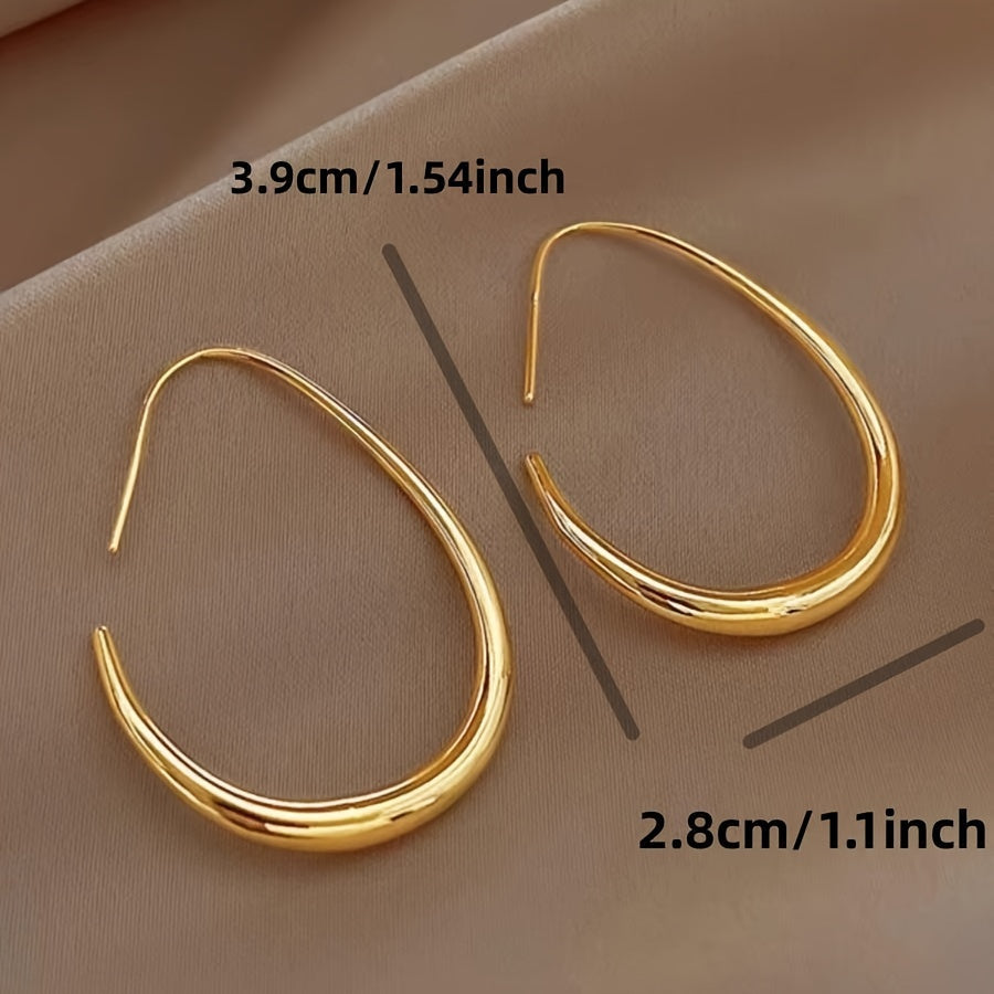 Elegant Gold Geometric Drop Hoop Earrings