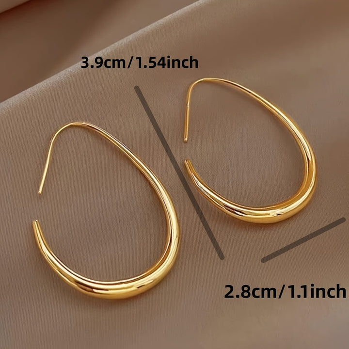 Elegant Gold Geometric Drop Hoop Earrings