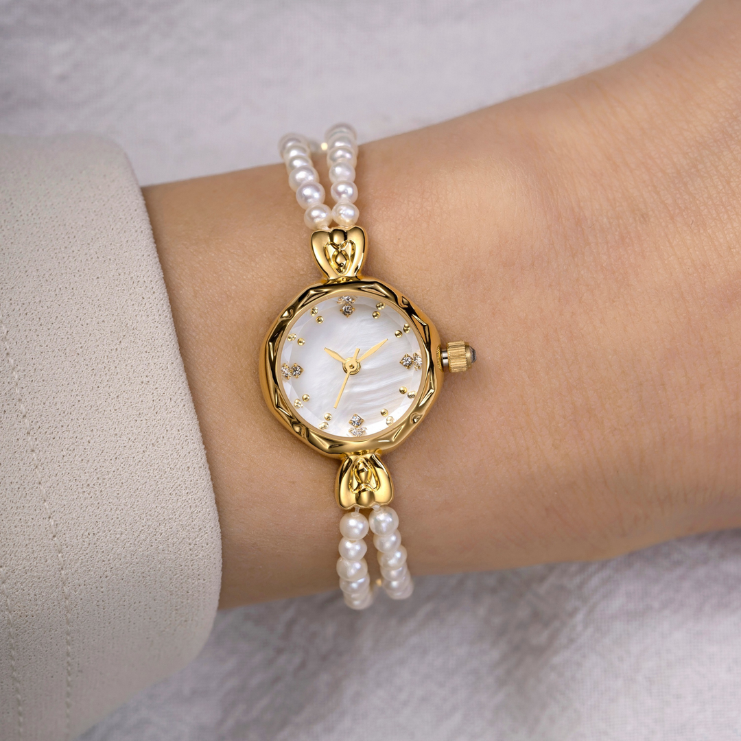 Elegant Pearl Gold Watch