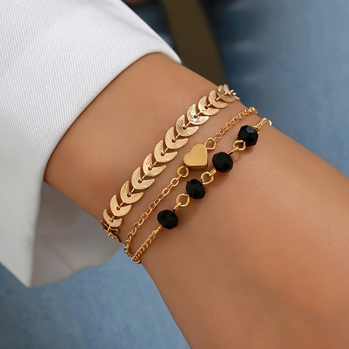 Vintage Gold Three-Piece Bracelet Set