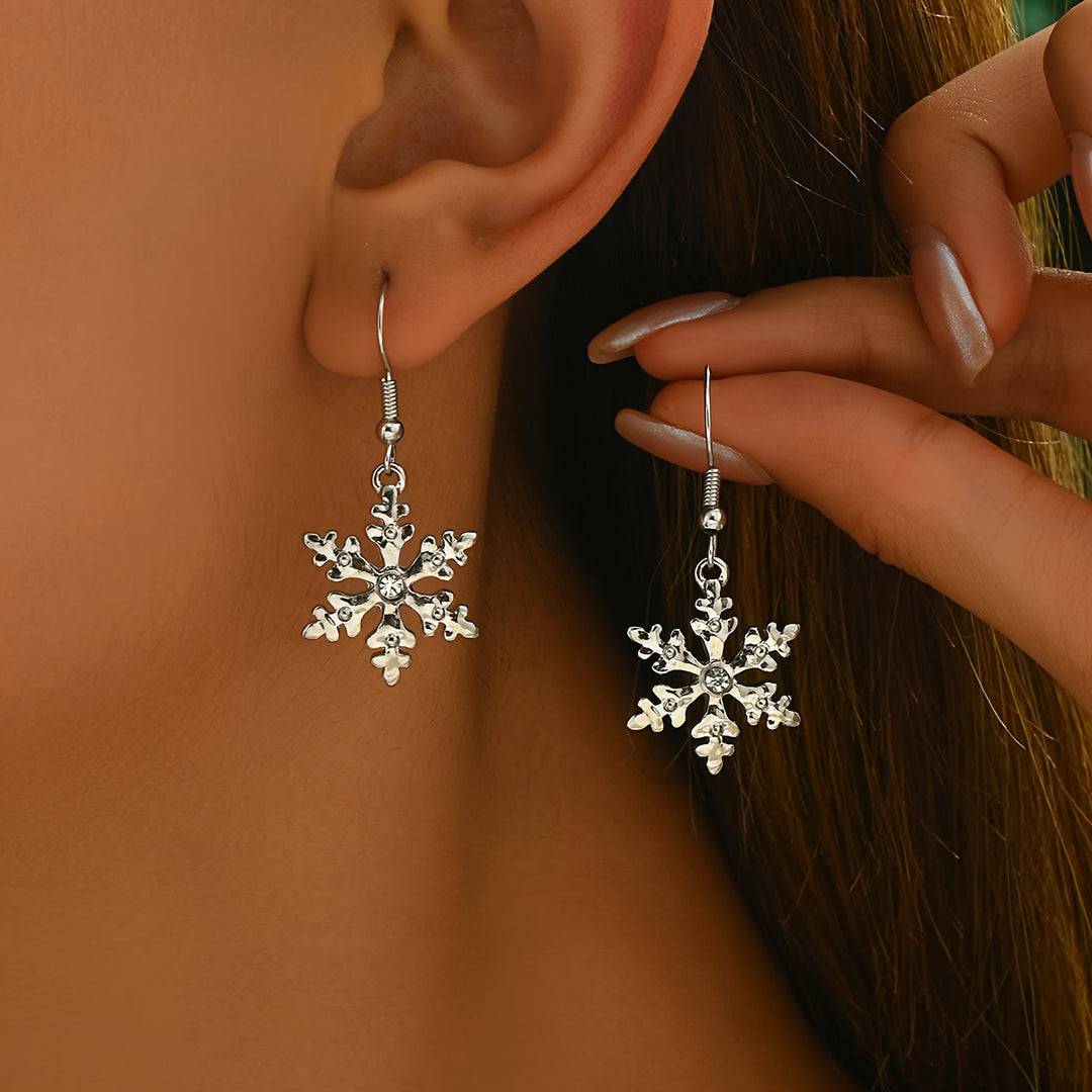 Elegant White Snowflake Dangle Earrings