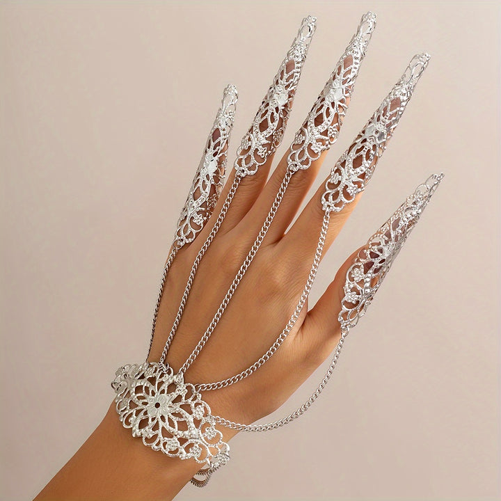 Golden Gothic Lace Hand Bracelet