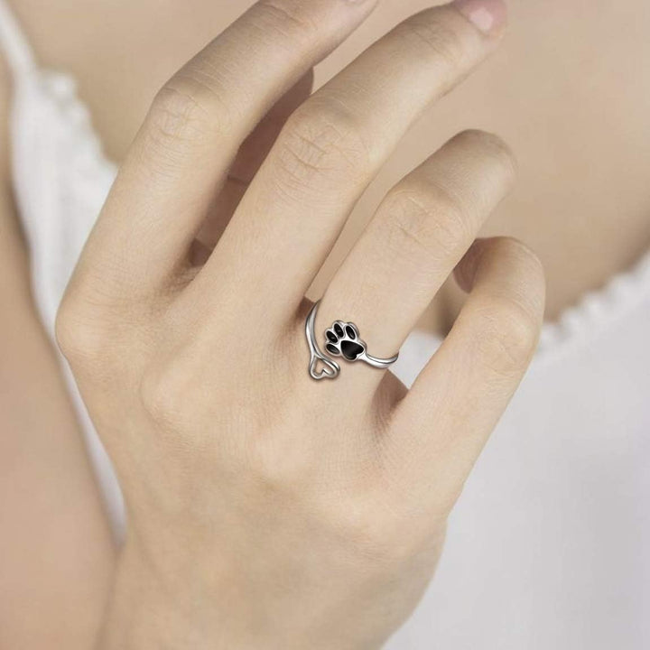 Paw & Heart Ring – Adjustable
