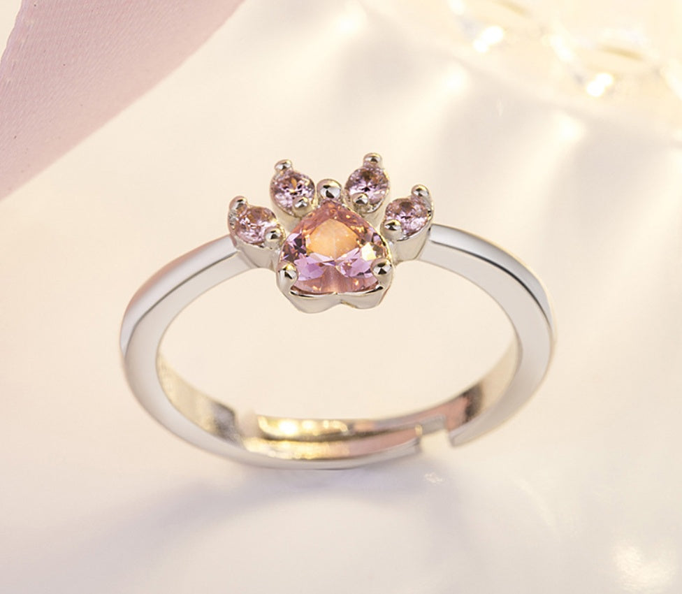 Rose Gold Paw Jewelry Set – 4 Pieces with Zirconia Heart