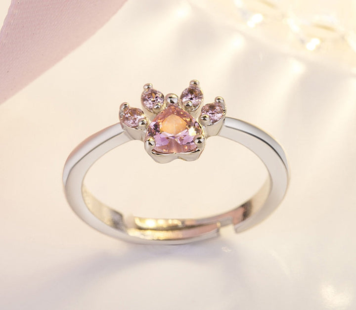 Rose Gold Paw Jewelry Set – 4 Pieces with Zirconia Heart