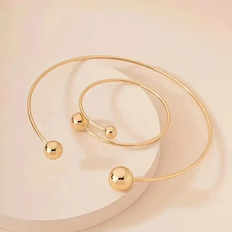 Chic Gold Minimalist Collar Cuff Bracelet Set