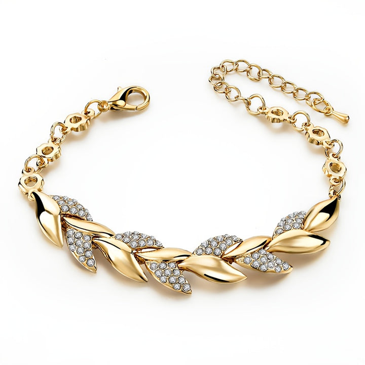 Elegant Gold Leaf Link Bracelet