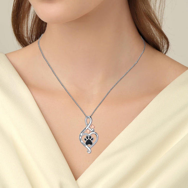Lucky Paw Necklace with Heart, Bone & Infinity