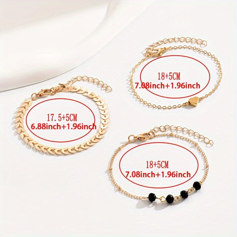 Vintage Gold Three-Piece Bracelet Set