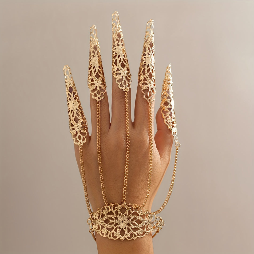 Golden Gothic Lace Hand Bracelet