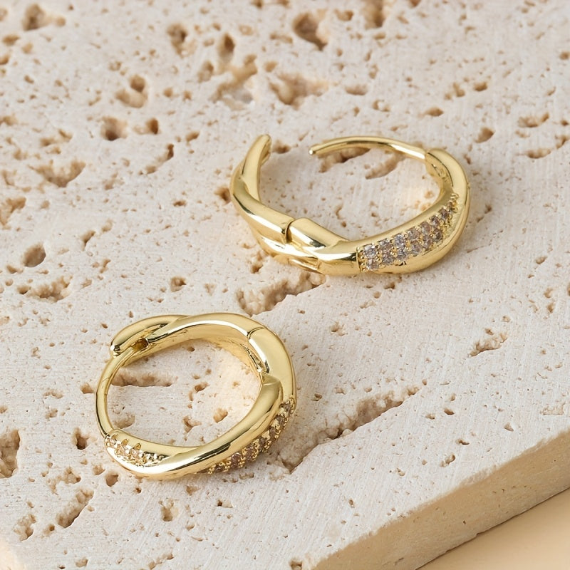 Elegant Korean Gold Interlocking Hoop Earrings